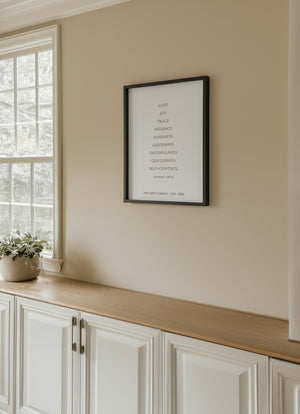 “Fruits of the Spirit” Galatians 5:22 Scripture Wall Sign – Engraved Christian Home Décor