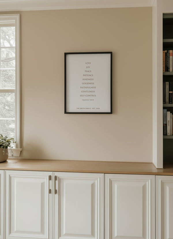 “Fruits of the Spirit” Galatians 5:22 Scripture Wall Sign – Engraved Christian Home Décor