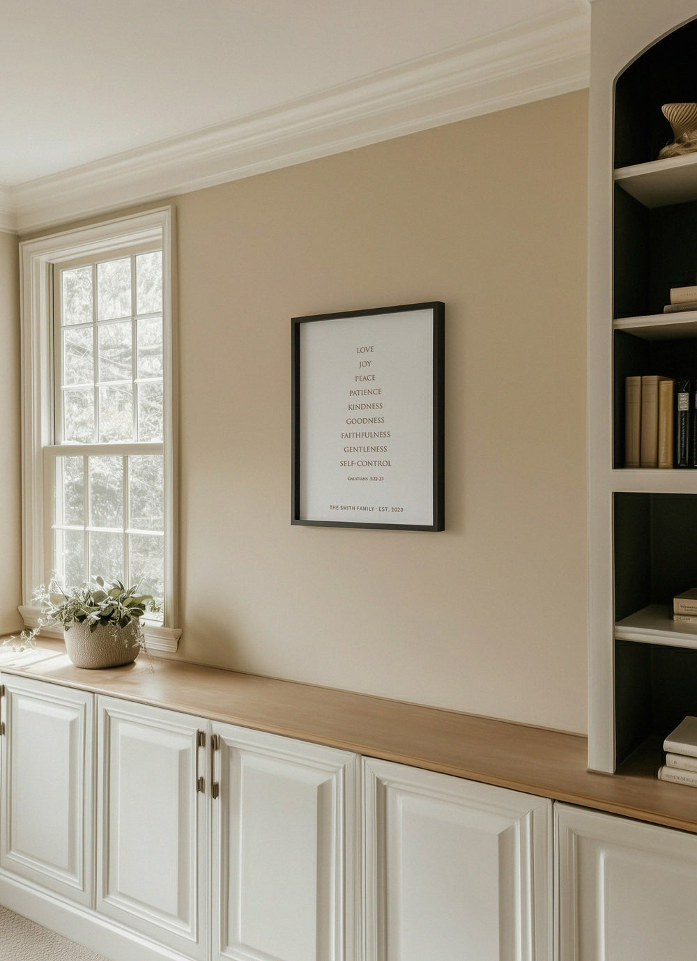 “Fruits of the Spirit” Galatians 5:22 Scripture Wall Sign – Engraved Christian Home Décor