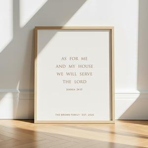 “As for Me and My House, We Will Serve the Lord” Scripture Wall Sign – Joshua 24:15 Personalized Home Décor