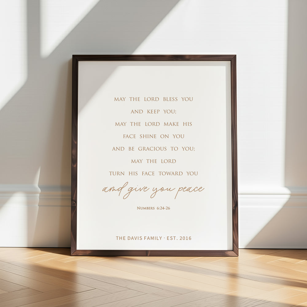 “The Lord Bless You and Keep You” Numbers 6:24-26 Blessing Sign – Custom Christian Home Décor