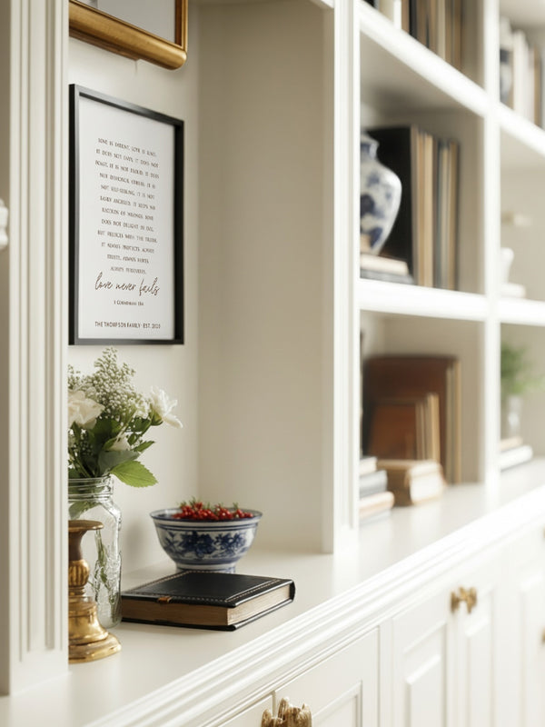 “Love Is Patient, Love Is Kind” 1 Corinthians 13:4 Scripture Wall Sign – Personalized Christian Home Décor