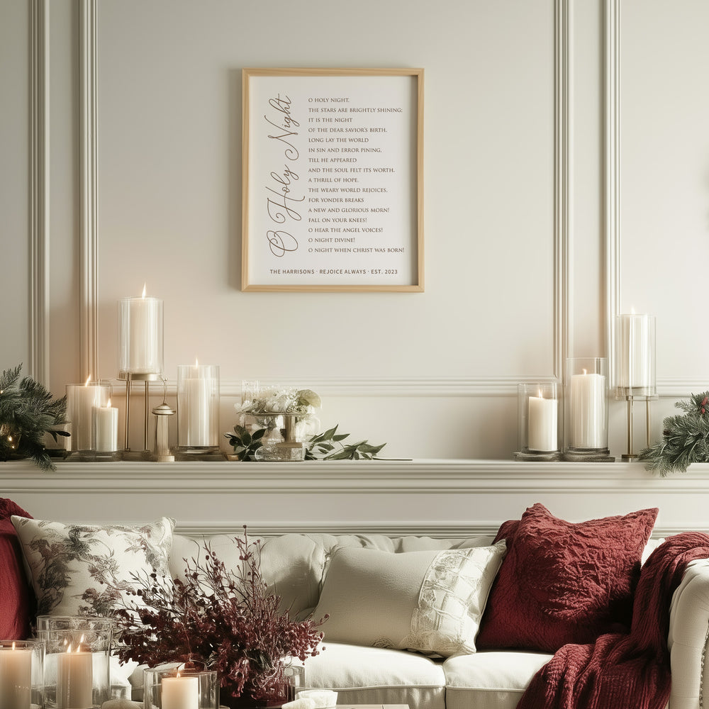 “O Holy Night” Engraved Christmas Wall Art – Personalized Christian Holiday Home Sign