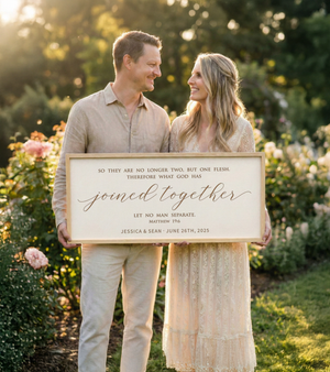 “Joined Together” Personalized Scripture Sign – Matthew 19:6 Wedding & Anniversary Wall Art