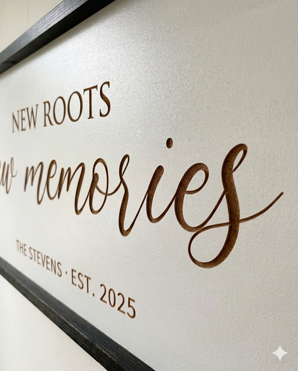 "New Roots, New Memories" – Personalized Family Wall Sign for a Fresh Start