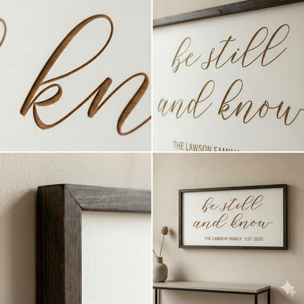 "Be Still and Know" Personalized Family Sign – Scripture Wall Art for the Home