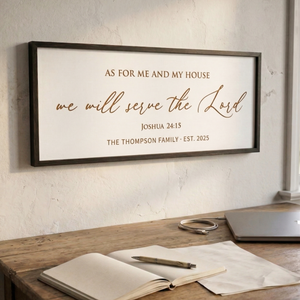 “We Will Serve the Lord” Joshua 24:15 Sign – Personalized Scripture Wall Art with Family Name & Year