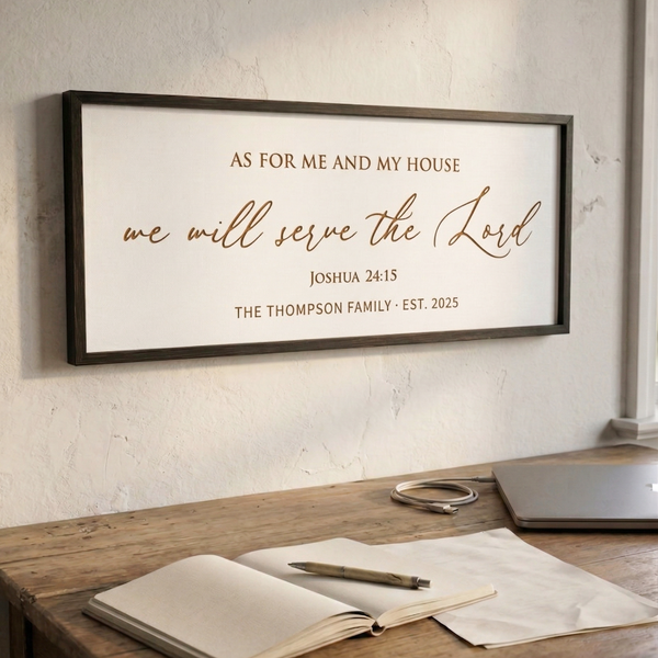 “We Will Serve the Lord” Joshua 24:15 Sign – Personalized Scripture Wall Art with Family Name & Year