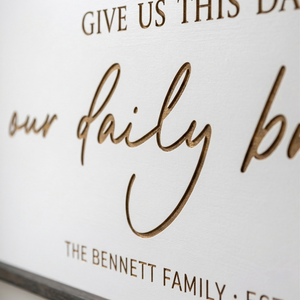 Our Daily Bread Wall Sign – Faith-Inspired Kitchen Art with Family Name