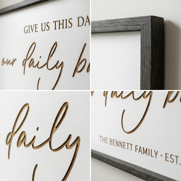 Our Daily Bread Wall Sign – Faith-Inspired Kitchen Art with Family Name