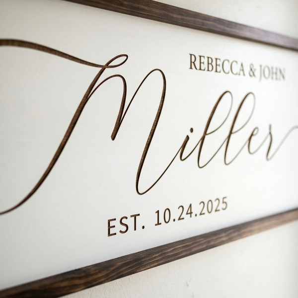 Custom Couple Name Sign – Elegant Personalized Wall Art with Est. Date