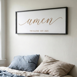 Personalized “Amen” Minimalist Scripture Wall Sign – Modern Christian Home Decor