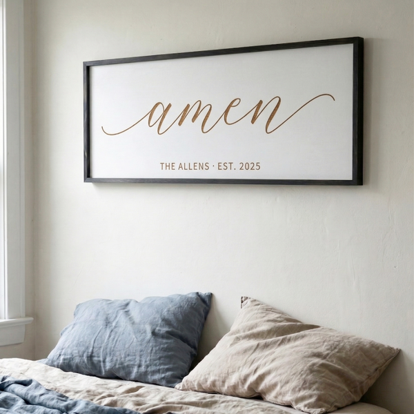 Personalized “Amen” Minimalist Scripture Wall Sign – Modern Christian Home Decor