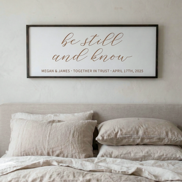 "Be Still and Know" Personalized Bedroom Wall Sign – Tranquil Christian Decor