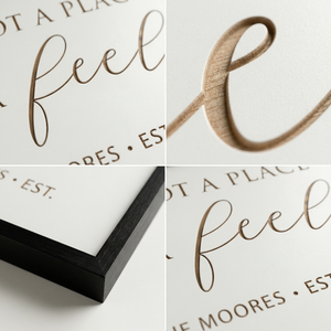 Home Is Not a Place, It's a Feeling – Personalized Family Wall Sign for Living Room