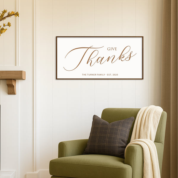 “Give Thanks” Engraved Wall Sign – Personalized Thanksgiving & Everyday Gratitude Décor