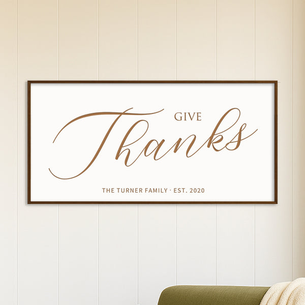 “Give Thanks” Engraved Wall Sign – Personalized Thanksgiving & Everyday Gratitude Décor