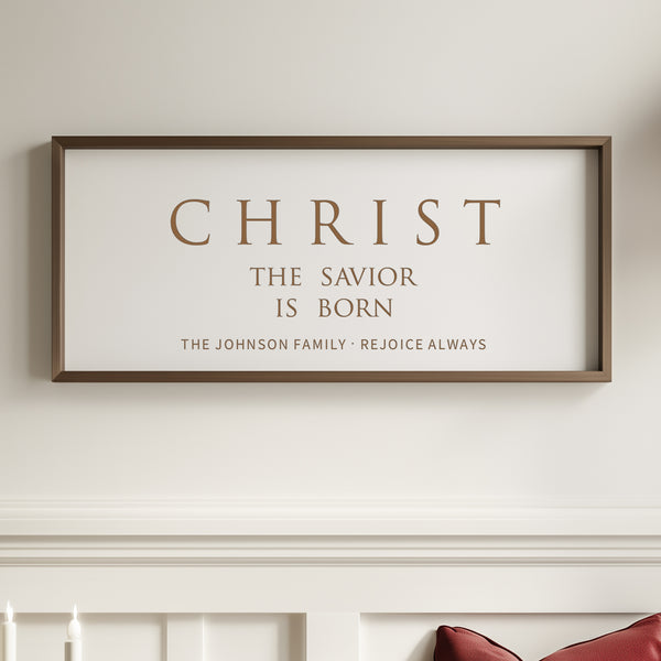 “Christ the Savior Is Born” Engraved Christmas Wall Sign – Personalized Holiday Home Décor