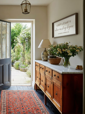 “Where Our Story Began” Engraved Coordinates Wall Sign – Personalized Couple or Family Home Décor