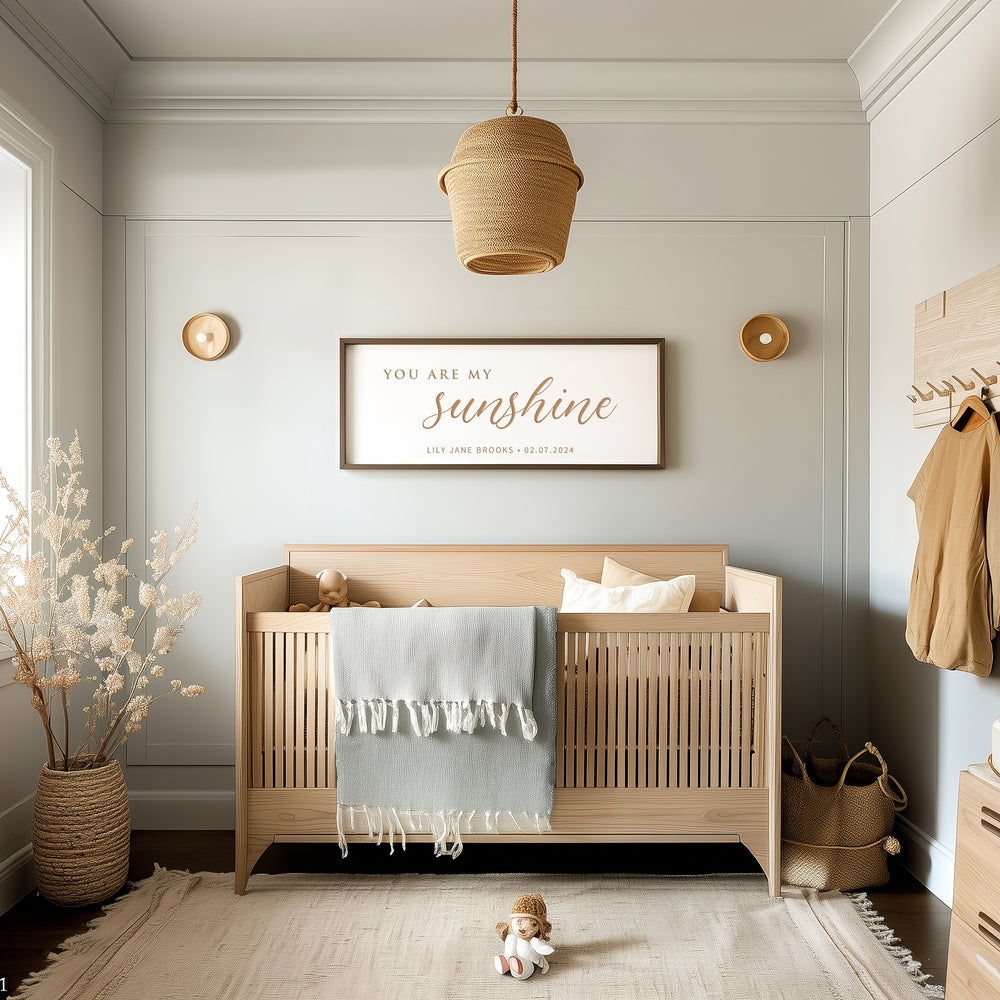 “You Are My Sunshine” Personalized Nursery Sign – Custom Engraved Baby Room Wall Art with Name & Date