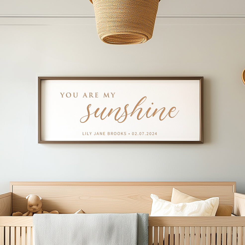 “You Are My Sunshine” Personalized Nursery Sign – Custom Engraved Baby Room Wall Art with Name & Date