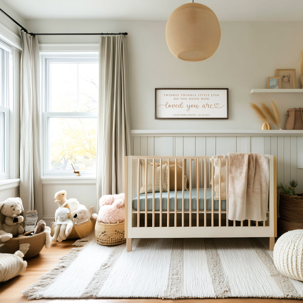 “Twinkle Twinkle Little Star” Personalized Baby Sign – Engraved Nursery Wall Art with Name & Date