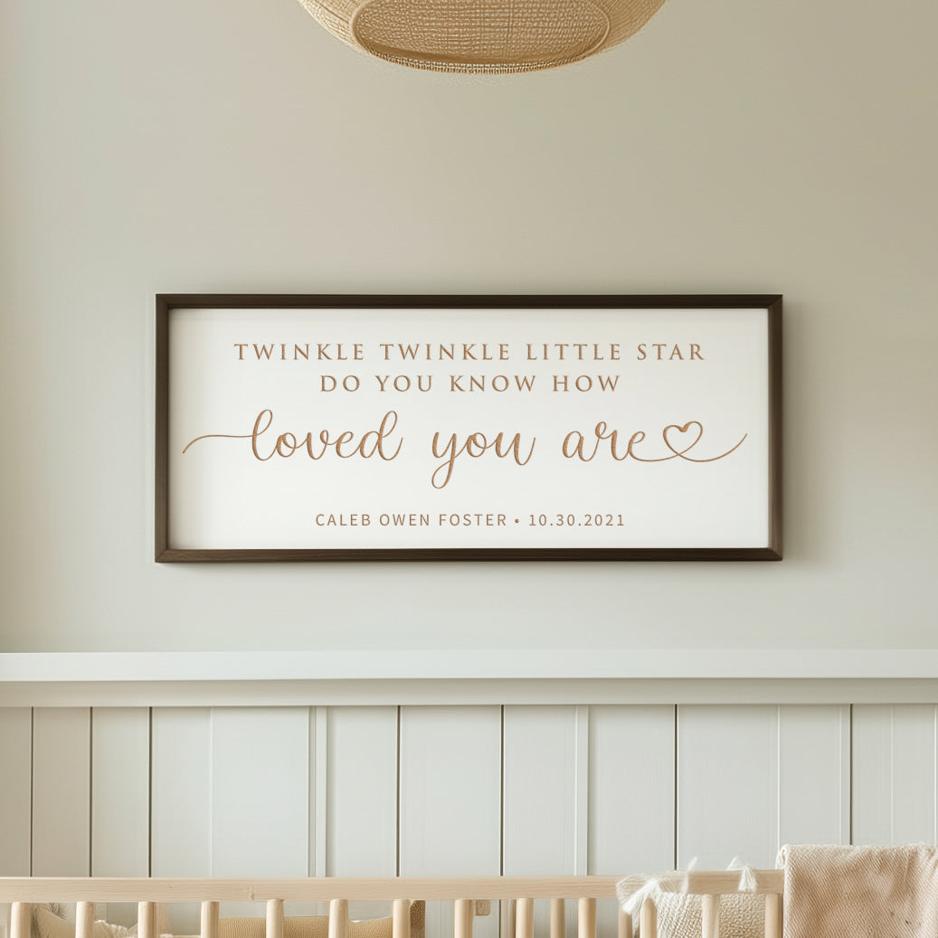Spring Twinkle Sign “Twinkle Twinkle Little Star” Personalized Baby Sign – Engraved Nurser