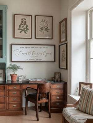 “I Will Be With You” Isaiah 43:2 Scripture Sign – Personalized Engraved Christian Wall Art with Family Name