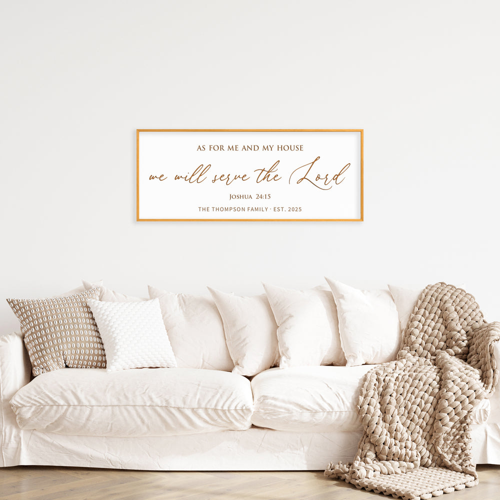 “We Will Serve the Lord” Joshua 24:15 Sign – Personalized Scripture Wall Art with Family Name & Year