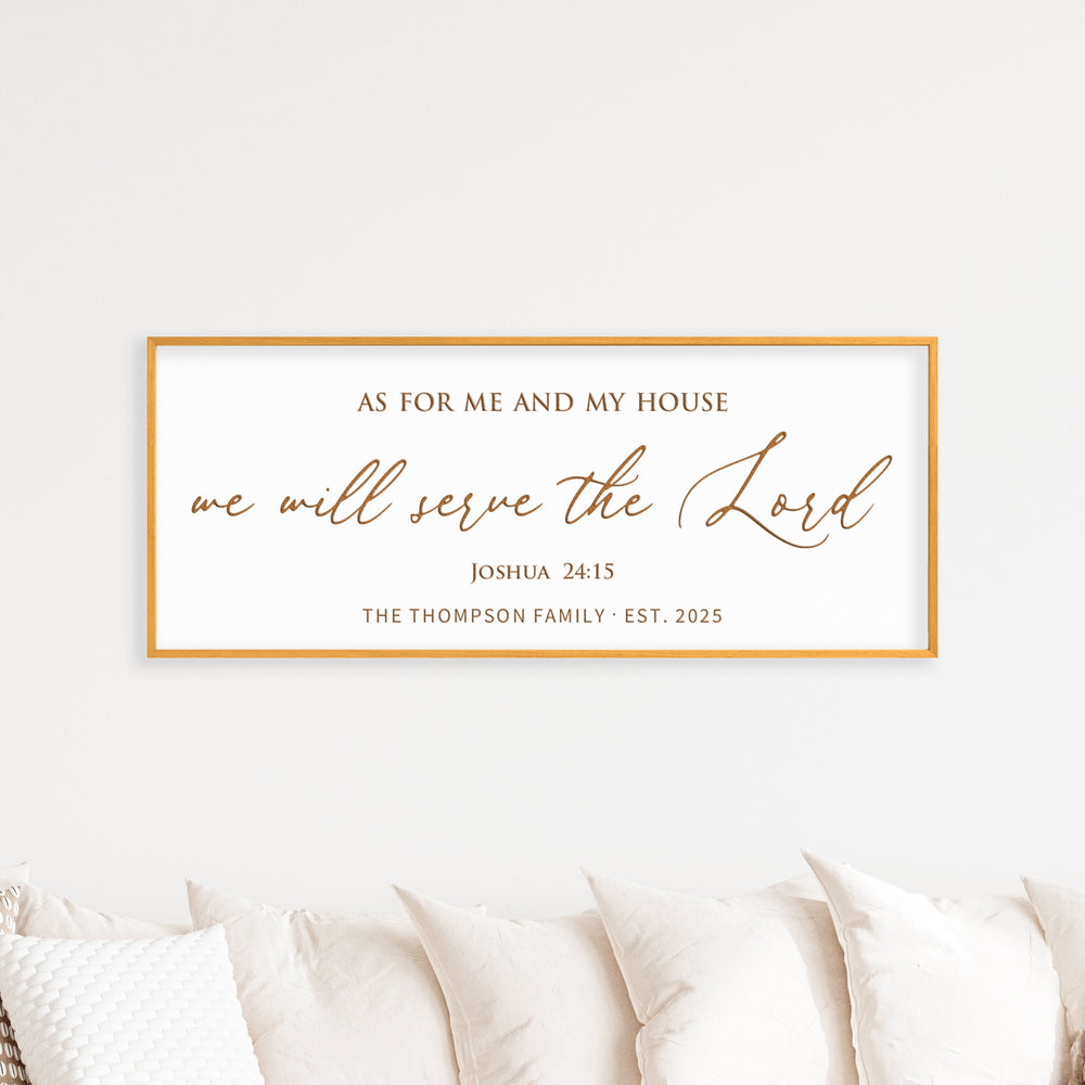 “We Will Serve the Lord” Joshua 24:15 Sign – Personalized Scripture Wall Art with Family Name & Year