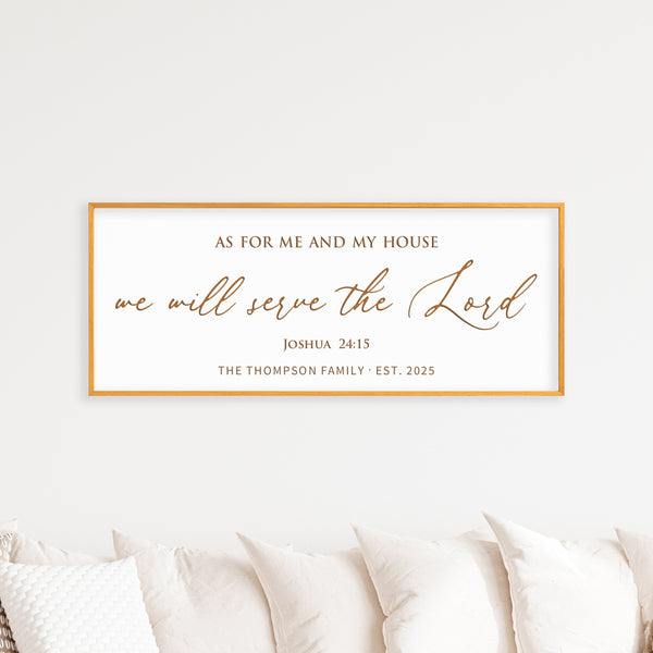 “We Will Serve the Lord” Joshua 24:15 Sign – Personalized Scripture Wall Art with Family Name & Year