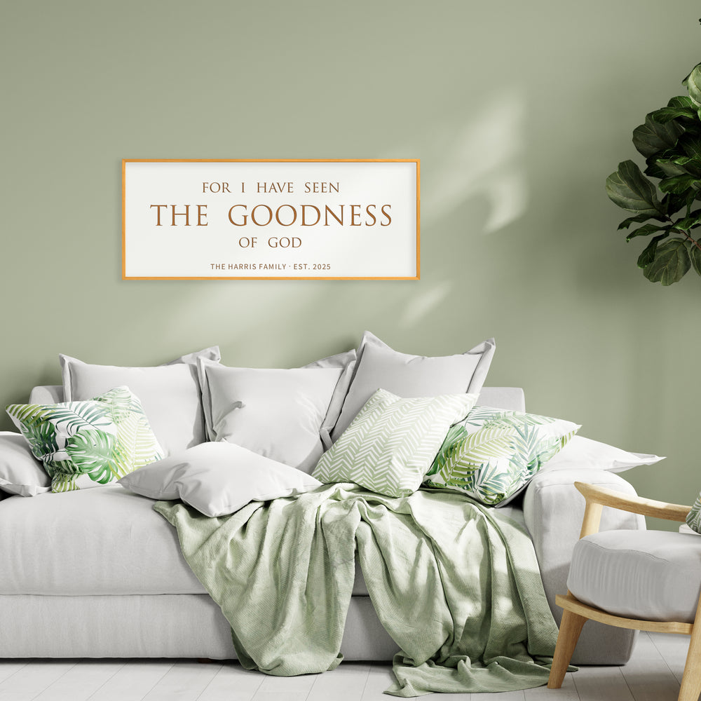 “For I Have Seen the Goodness of God” Personalized Scripture Wall Art – Custom Family Name Sign