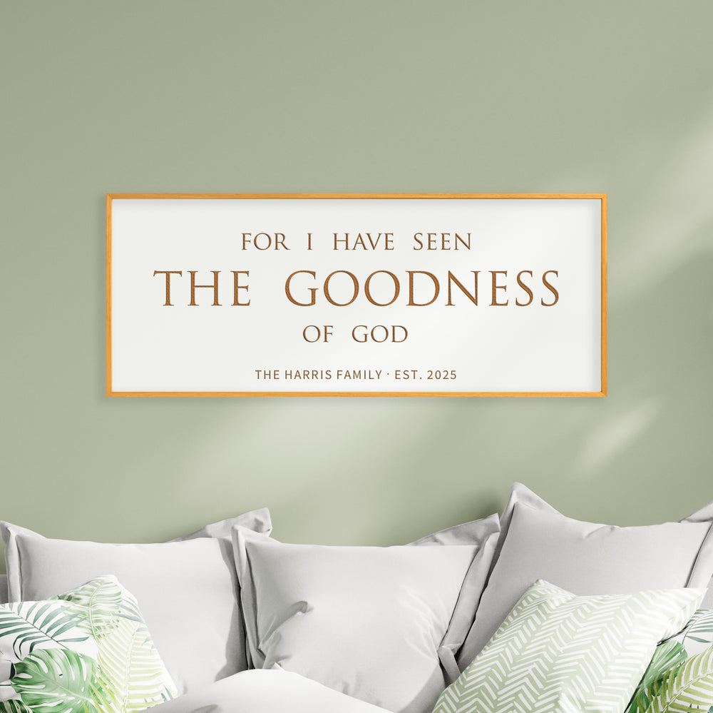 “For I Have Seen the Goodness of God” Personalized Scripture Wall Art – Custom Family Name Sign