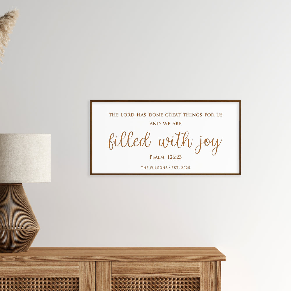 “Filled With Joy” Custom Scripture Wall Sign – Personalized Family Blessing Decor