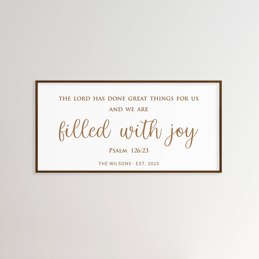 “Filled With Joy” Custom Scripture Wall Sign – Personalized Family Blessing Decor