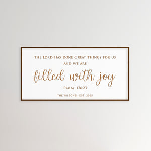 “Filled With Joy” Custom Scripture Wall Sign – Personalized Family Blessing Decor