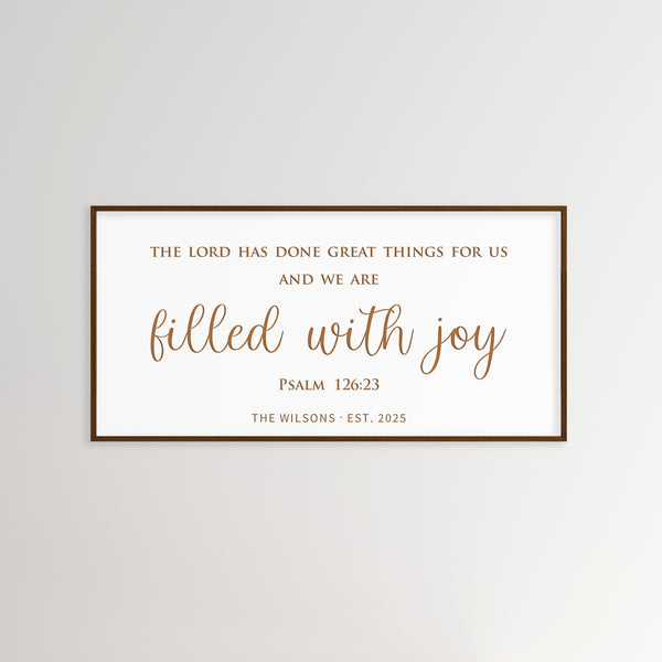 “Filled With Joy” Custom Scripture Wall Sign – Personalized Family Blessing Decor