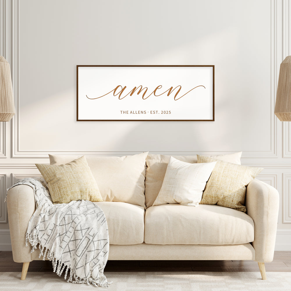 Personalized “Amen” Minimalist Scripture Wall Sign – Modern Christian Home Decor