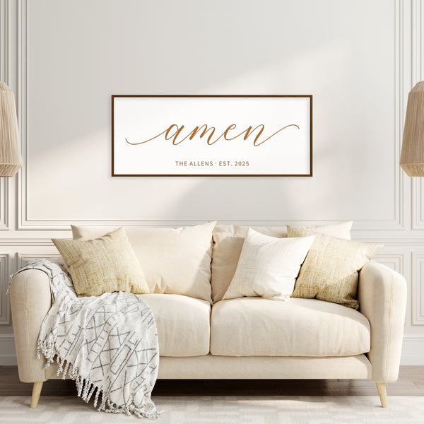 Personalized “Amen” Minimalist Scripture Wall Sign – Modern Christian Home Decor