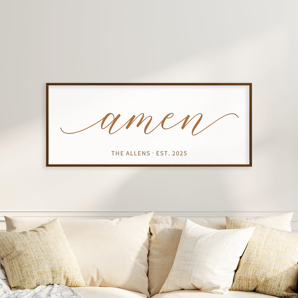 Personalized “Amen” Minimalist Scripture Wall Sign – Modern Christian Home Decor