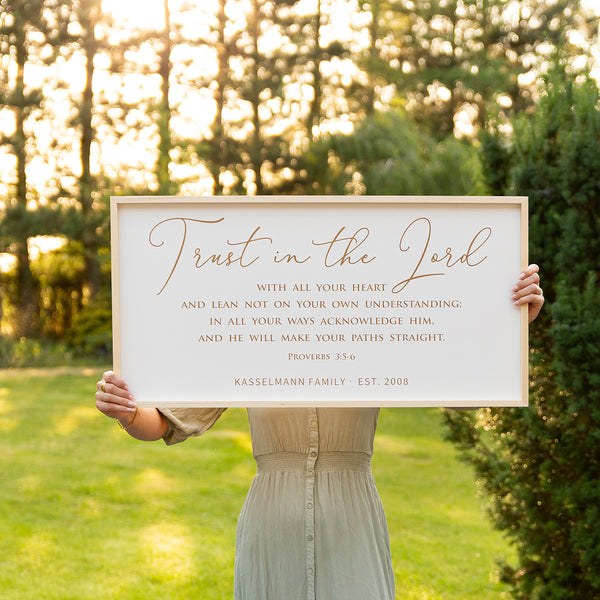 “Trust in the Lord” Personalized Scripture Wall Art – Proverbs 3:5-6 Christian Home Decor