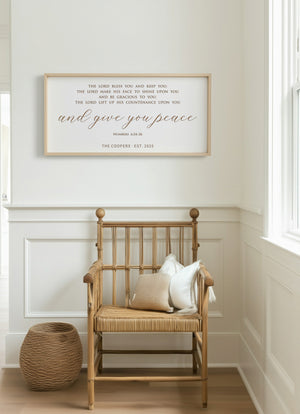 “And Give You Peace” Personalized Blessing Sign – Numbers 6:24-26 Scripture Wall Art