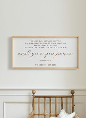 “And Give You Peace” Personalized Blessing Sign – Numbers 6:24-26 Scripture Wall Art