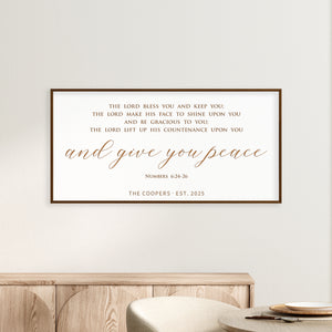 “And Give You Peace” Personalized Blessing Sign – Numbers 6:24-26 Scripture Wall Art