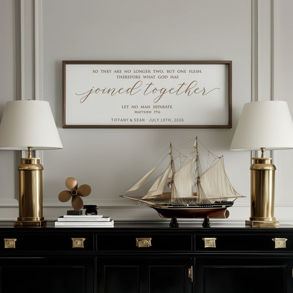 “Joined Together” Personalized Scripture Sign – Matthew 19:6 Wedding & Anniversary Wall Art