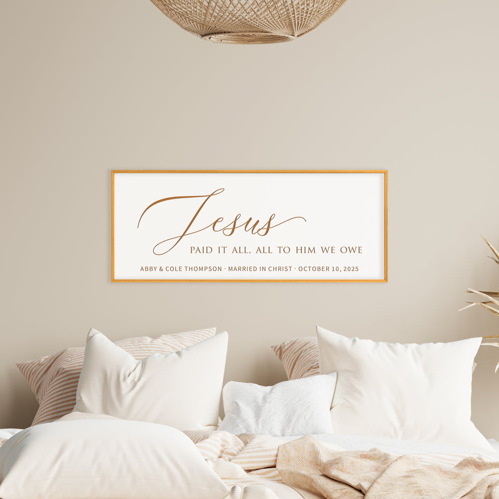 “Jesus Paid It All” Personalized Christian Wall Art – Wedding or Anniversary Keepsake