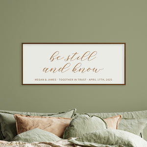 "Be Still and Know" Personalized Bedroom Wall Sign – Tranquil Christian Decor