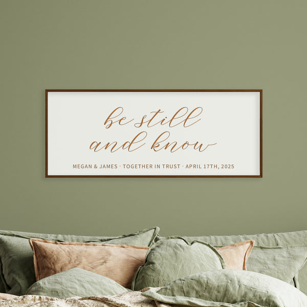 "Be Still and Know" Personalized Bedroom Wall Sign – Tranquil Christian Decor
