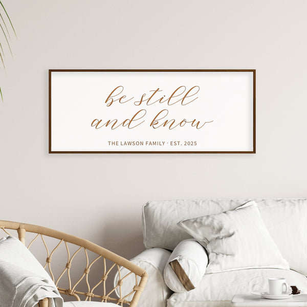 "Be Still and Know" Personalized Family Sign – Scripture Wall Art for the Home