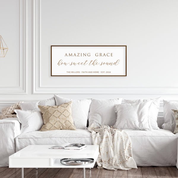 Amazing Grace Custom Family Sign – Classic Hymn Wall Art